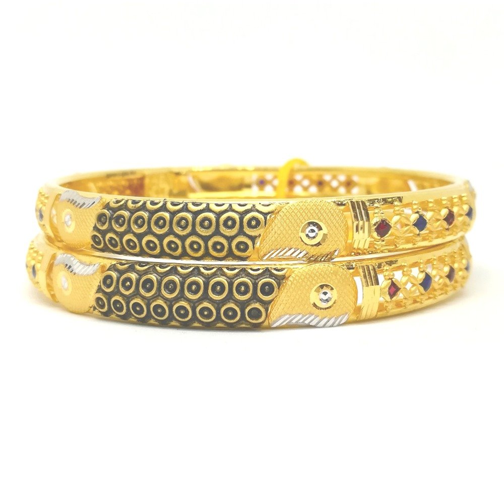 22KT Gold Fancy Machine Cut Bangle